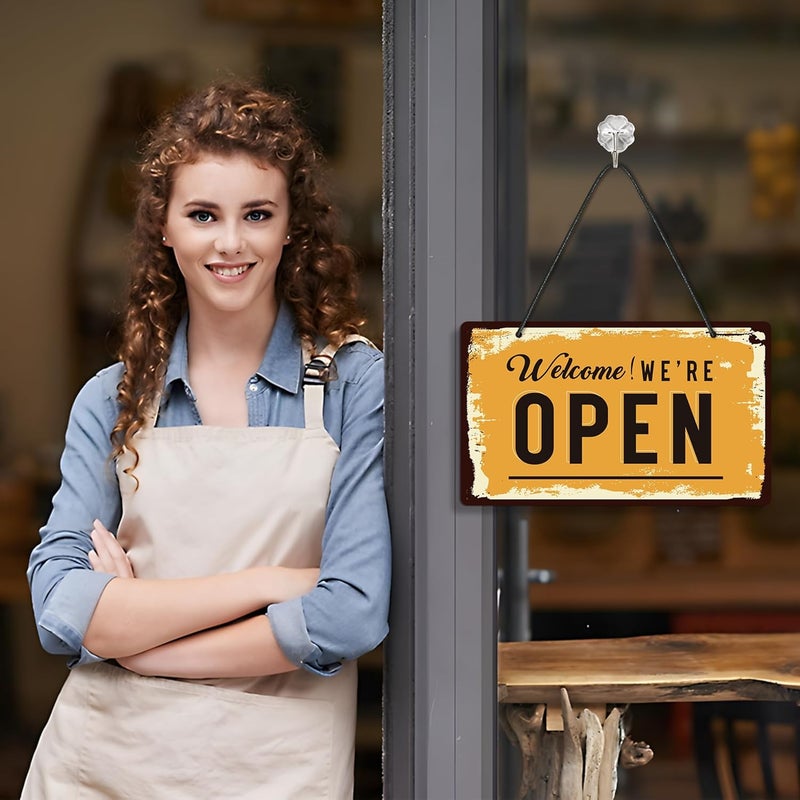 LUHIMO Open Closed Signs for Business, 10x5.9 Waterproof Double Sided PVC Come In or Closed Hanging Sign, Business Open and Closed Hours Flip Sign for Stores Restaurants Bars Shops Door Window - Image 4
